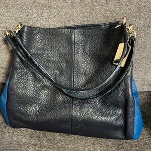 Coach navy blue/blue pebbled leather purse